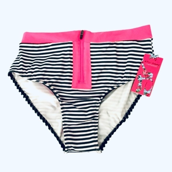 Betsey Johnson Capezio NWT Swimsuit Bottom, Size S, Black White & Pink - Picture 1 of 7